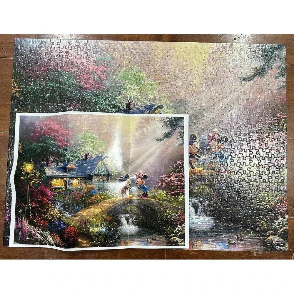Thomas Kinkade Painter Disney Mickey Mouse Minnie Mouse Jigsaw Puzzle 750 Piece